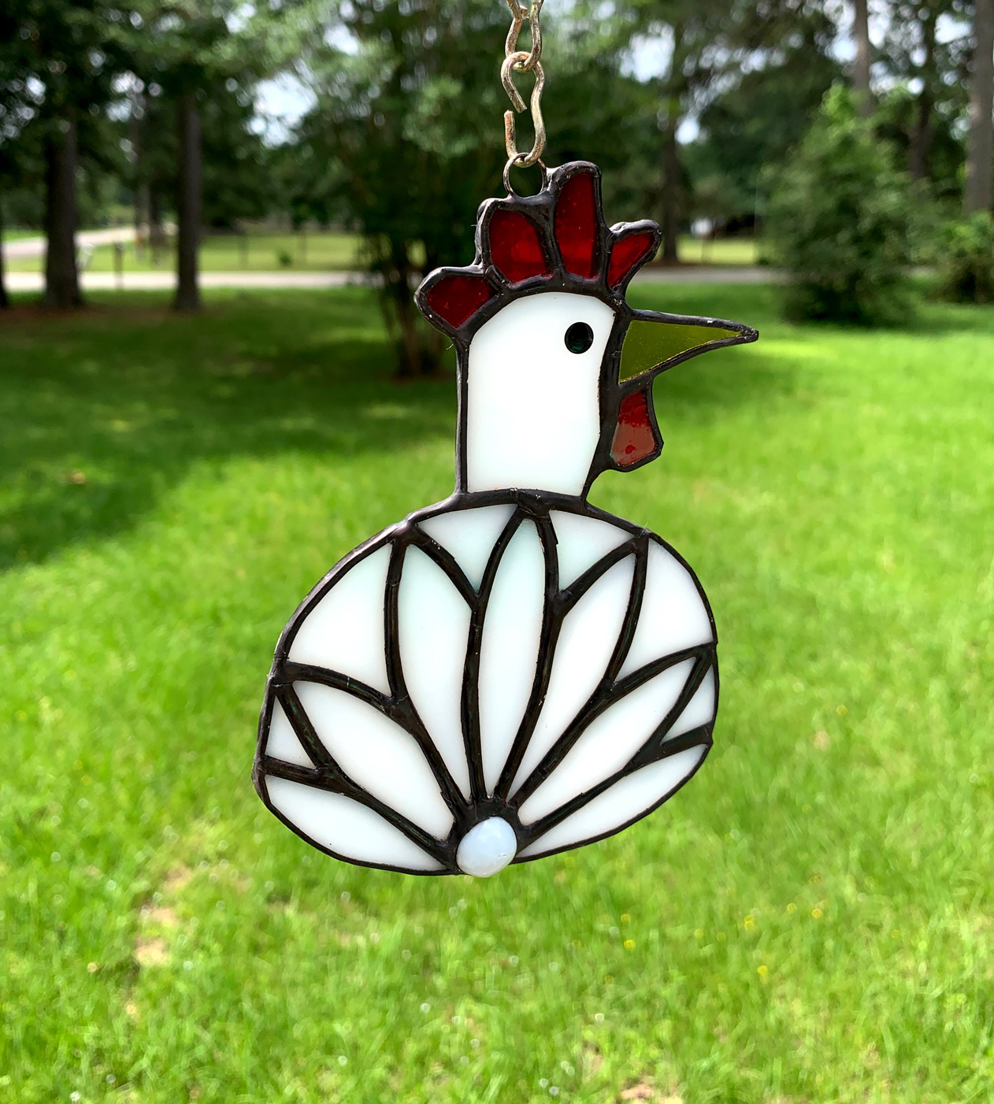Stained Glass Chicken Suncatcher Chicken Sun Catcher Chicken Etsy