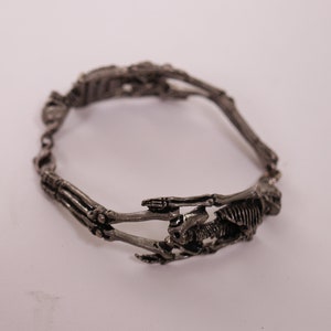 1990s Pewter Skeleton Bracelet - Skeleton Cuff Bracelet
