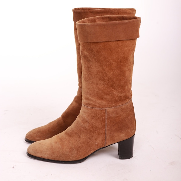 1970s Brown Suede Leather Boots - Size Eu38