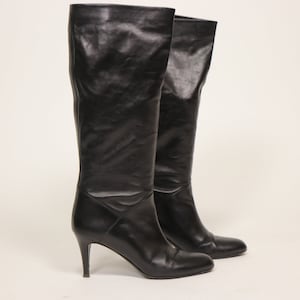 1990&#39;s BALLY Black Leather Boots - vintage BALLY Tall Leather Boots - Size Eu40