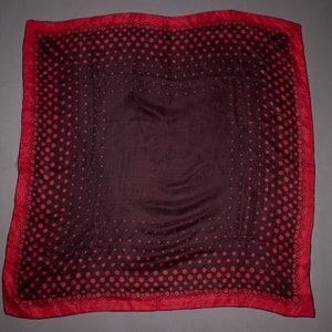 1940's Red and Black Polka Dot Chiffon Silk Scarf