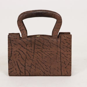 1950s Exotic Leather Bag - Brown Leather Handbag