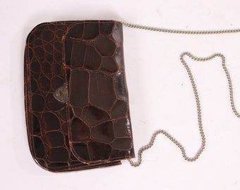 1930s Brown Exotic Leather Clutch Bag