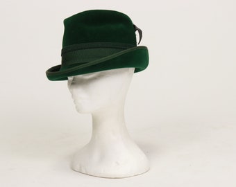 Vintage Green Wool Austrian Alpin Hat - Green Felt wool and Feather Fedora Hat