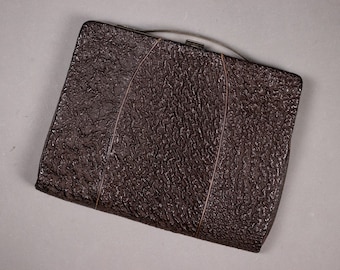 1920's Brown Shark Leather Clutch Bag - 20's Brown Exotic Skin