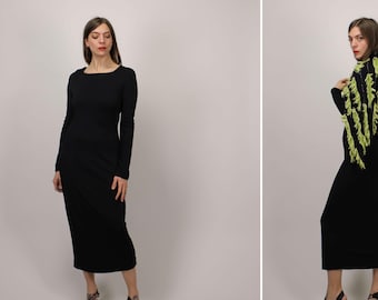 1990s GIANNI VERSACE Couture Maxi Black Dress - Size M