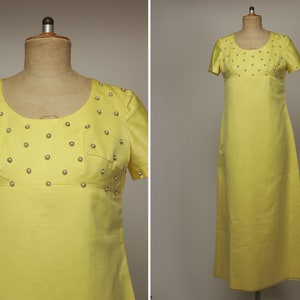 1960s Yellow Silk Gown