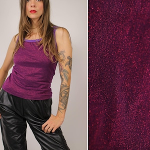D&G DOLCE and GABBANA Purple  and Gold Glitter Top - Size S