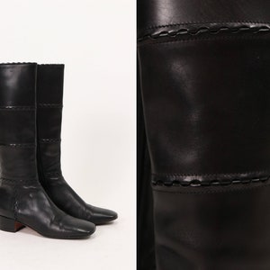 AZZEDINE ALAIA Black Tall Leather Boots - Size 36.5