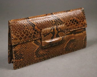 1960's / 1970's Beige Python Clutch - 70's Exotic Skin Clutch