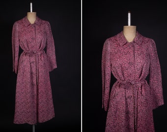 1950's Early 1960''s Pink Long Evening Coat - 50's Long Pink wool and rayon Coat - Size S