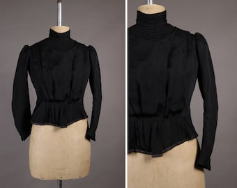 Vintage 1800&#39;s Victorian Jacket – 1889 Victorian Black Jacket – Victorian Peplum croped Jacket - Size Xs/S