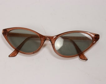 1940s Brown Clear Framed Cateye Sunglasses