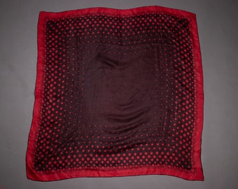 1940's Red and Black Polka Dot Chiffon Silk Scarf