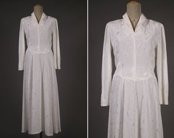 1930’s - 1940’s Rayon Maxi Wedding Dress – Size M