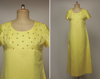 1960s Yellow Silk Gown