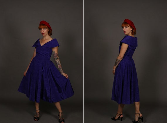 1950's Purple Rayon Cocktail Dress - 50's New Loo… - image 1