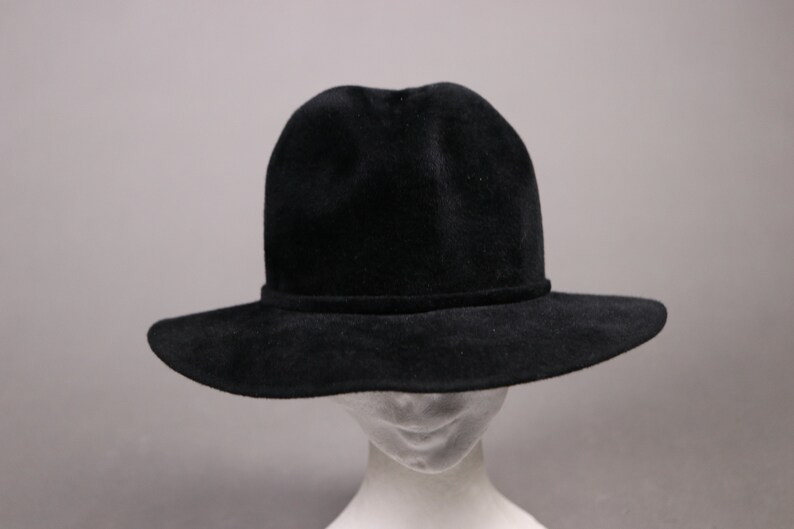 1980/'s MARIDA Rabbit Fur Black Hat Size 21