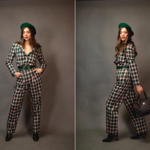 1990s ESCADA Tartan Wool Suit 100% Wool - 90&#39;s ESCADA 2 Pieces Suit - Size S/M