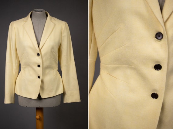 1990's AKRIS Punto Cashmere and Wool Jacket Akris Pale Yellow Cashmere  Blazer Size S -  Canada