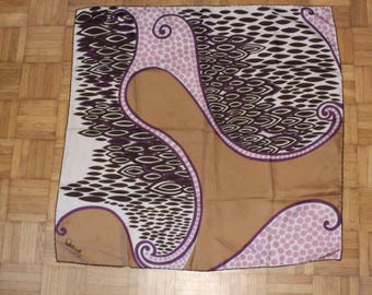 1960's Brown Silk Scarf #1718