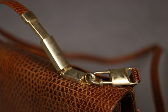 1960's -1970's Brown Lizard Bag - 60's Top Handle… - image 7