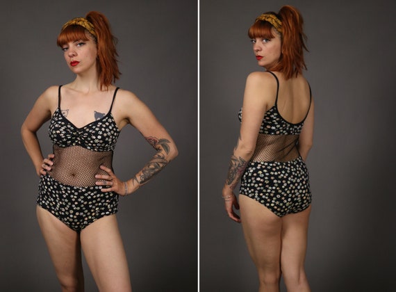 1960's DELLA Bonnets Floral French Swimsuit