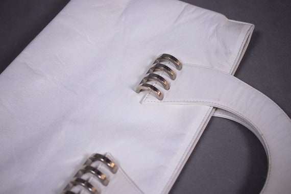 1960's White Leather Top Handle Bag - image 3