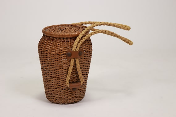 1940s Straw wicket basket Handbag - image 1