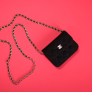 2000s CHANEL mini Flap Bag - Coco Chanel Black and red canvas bag