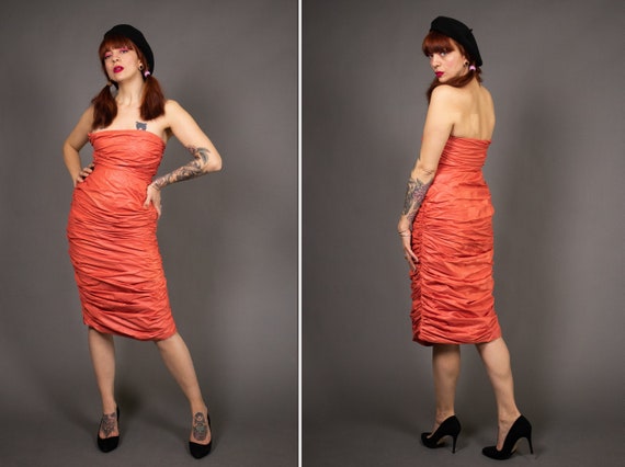 1980's Bustier Fourreau Coktail Dress - 80's Orang