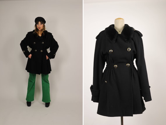 1980s GEORGES RECH Black Wool Coat - Size M - image 1