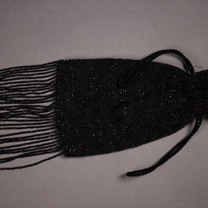 Black Crochet and Beaded VICTORIAN Purse image 3