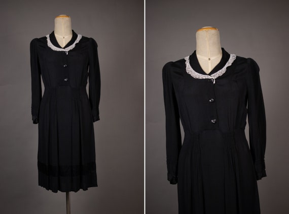 1940's Evening Rayon Dress - 40's Short Rayon Dres