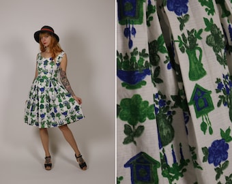 1950's Novelty Cotton Sundress - Size S