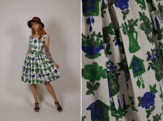 1950's Novelty Cotton Sundress - Size S