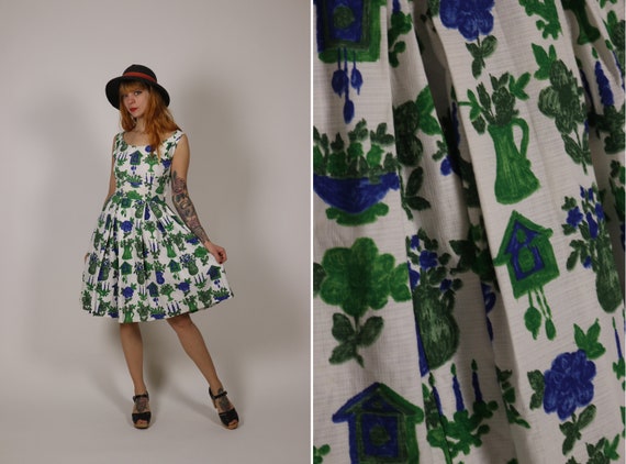 1950's Novelty Cotton Sundress - Size S - image 1