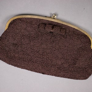 1940's Brown Soutache Clutch 40's Cord Soutache Evening Bag image 7