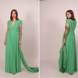 1990s ROBERTO CAVALLI green Dress Set + Scarf - Size S-M