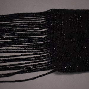 Black Crochet and Beaded VICTORIAN Purse image 4