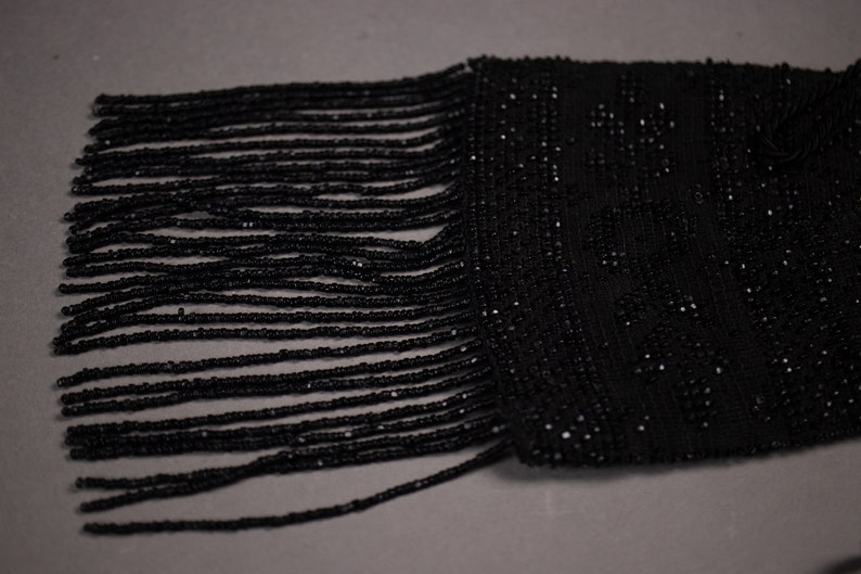 Black Crochet and Beaded VICTORIAN Purse image 4