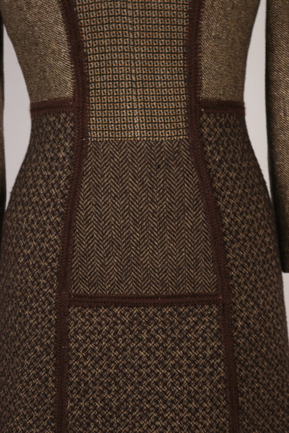 Vintage ETRO Brown Wool Patchwork Dress - Size S - image 7