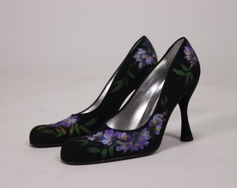 1990's DOLCE & GABBANA Painted Silk Pumps - Size 37