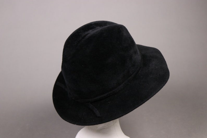 1980/'s MARIDA Rabbit Fur Black Hat Size 21