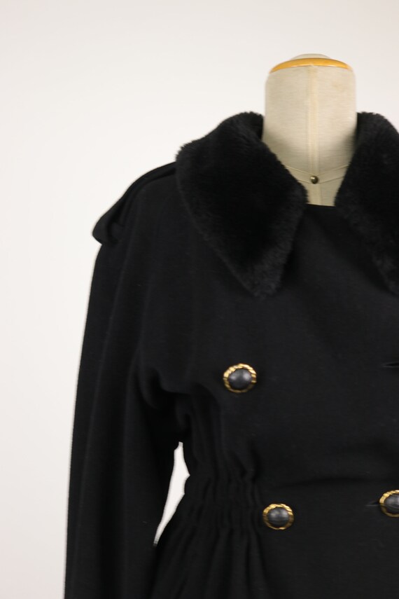 1980s GEORGES RECH Black Wool Coat - Size M - image 6