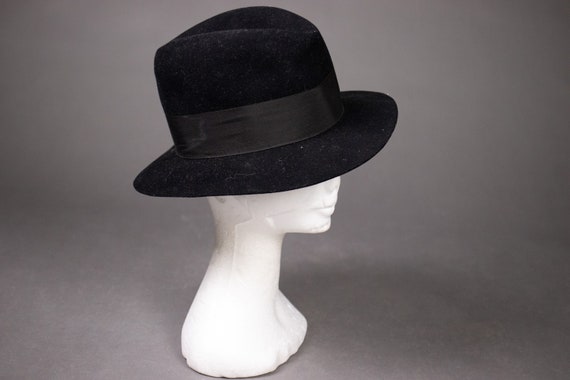 1930's Black Fedora Hat UCF Ryn'h - 30's Black Fed