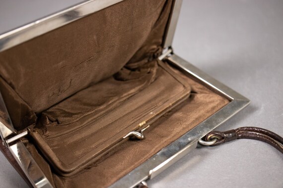 1930's Brown Leather Clutch Bag - 1930's Small Le… - image 6