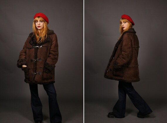 1970's Brown Winter Shearling Coat - Size M