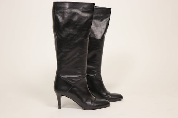 1990's BALLY Black Leather Boots - vintage BALLY … - image 1