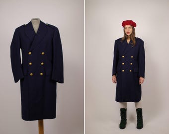 1960's Ugeco Nantes Navy Blue Wool Coat|1969 French Military Coat